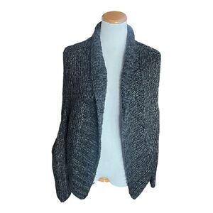 Womens Hinge Charcoal Gray Thick Cardigan Chunky Small Shawl Collar Sweater  M/L